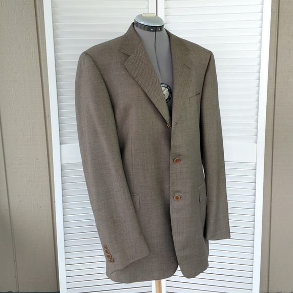 LAST CHANCE Canali Italy brown birds eye wool blazer men 42 L - Picture 3 of 9
